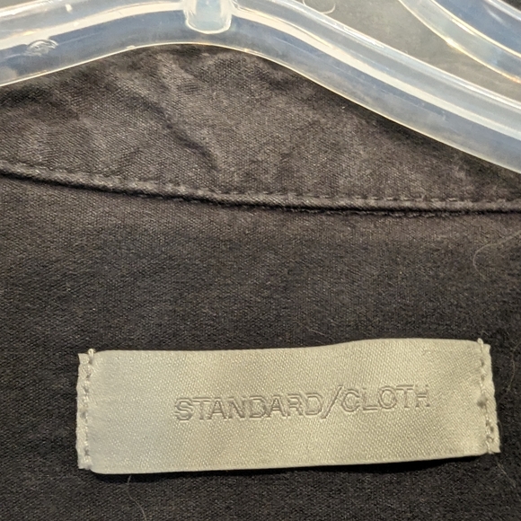 Standard cloth men's button down snap closure front pockets cotton black size L - Picture 7 of 11